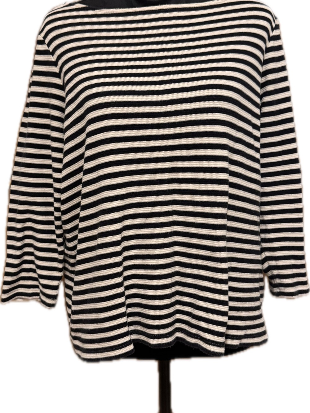 J. Jill Black and White Striped Boatneck Sweater